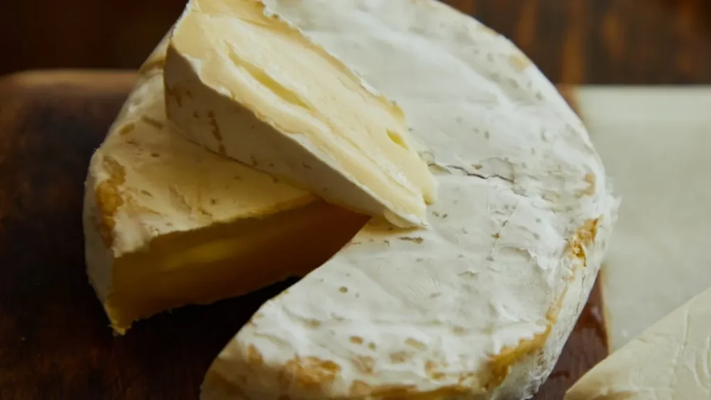 Comment faire du camembert : camembert maison coupé montrant sa croûte fleurie et sa pâte crémeuse